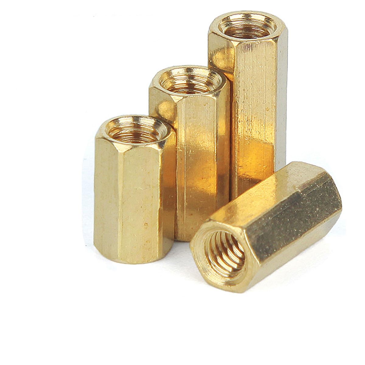 MACHSWON 20 PCS Hexagonal Internal Thread Two-Way Copper Column M4*55mm Hex Brass Spacer Standoff Screw Nut Threaded Hexagon Pillar Copper Column