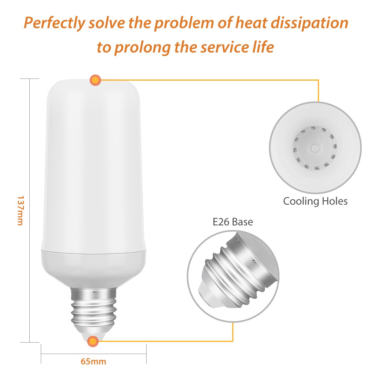 Warmoon LED Flame Light Bulbs E26 Base Flame Lamp True Fire Color Atmosphere Lighting Led Flame Effect Light Bulb for Home Hotel Bar Halloween Christmas Festival Decorations (Upside Down Available)