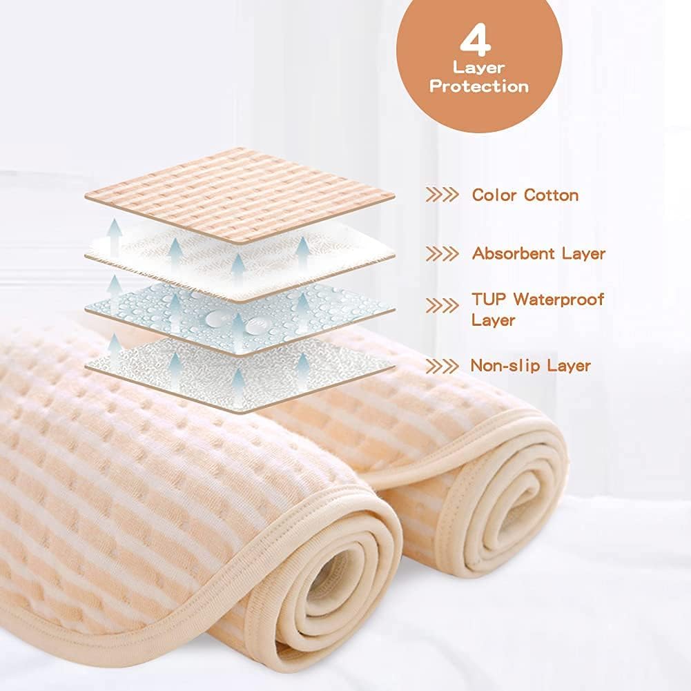 Maltose Waterproof Reusable Bed Pads 35.4 X 55.1 Inches Big Size with 4 Fixed Straps Elderly Incontinence Mat 400 Washes Machine Breathable Cotton Durable High Absorbent Underpads: Kitchen & Dining