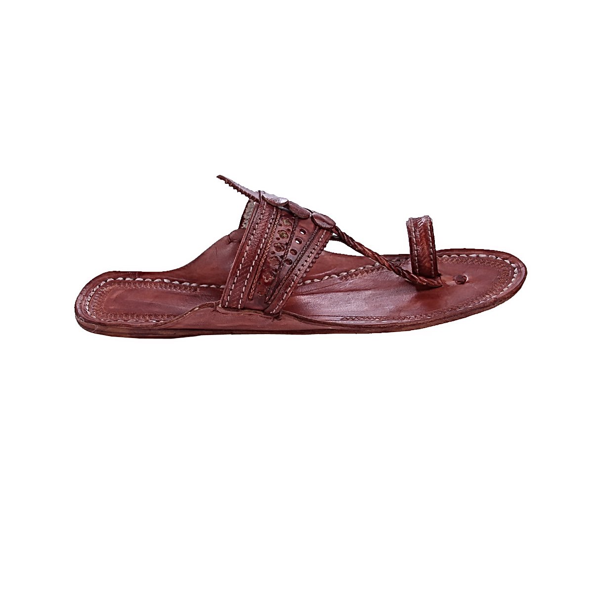 beautiful red brown triangular upper ladies kolhapuri chappal krka-w-336