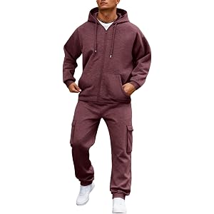 Vividcrate Men’s Sweatsuit Track Suits 2 Piece Set Full Zip Jogging Long Sleeve Athletic Casual Warm Up