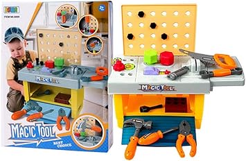 Happy Cherry Enfant Etabli De Travail Table D Outil Jeu D Imitation Bricolage Jouet Educatif En Plastique Pretend Play Loisirs Creatif Cadeau Pour Bebe Garcon 23 24 17cm Amazon Fr Jeux Et Jouets