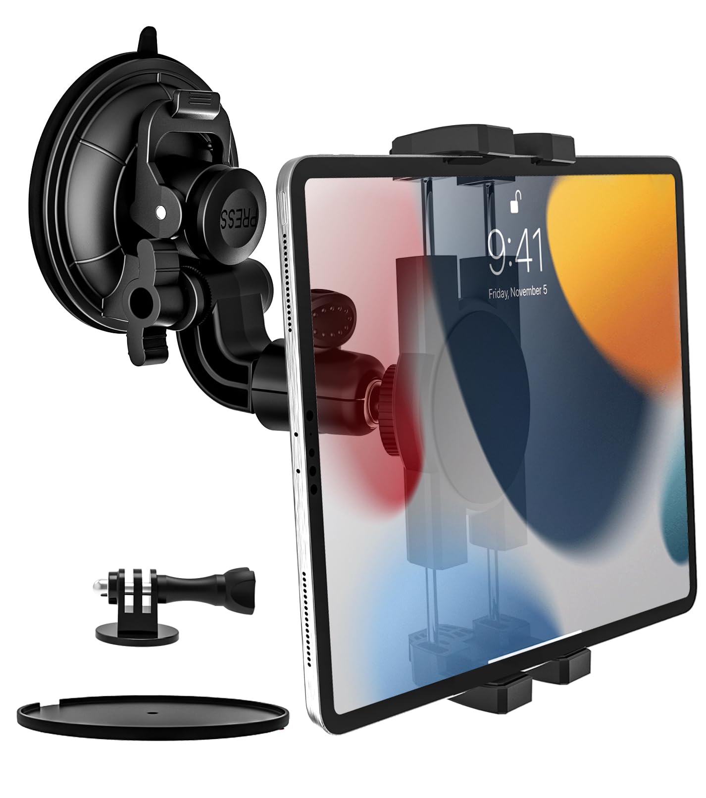 Photo 1 of YOOZ Heavy Duty Suction Car Tablet Mount for Windshield, Truck Tablet Holder Dashboard Window with 1/4" Screw Adapter for iPad Pro Air Mini, Galaxy Tabs, Phones, 4-12.9" & Gopro/Camera