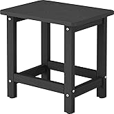 BIVODA Weatherproof Outdoor Side Table, HDPE Small Outdoor Table for Adirondack, 16.6-Inch Patio Square End Tables for Garden, Backyard, Porch, Deck, Balcony, Poolside (Black)