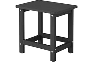 BIVODA Weatherproof Outdoor Side Table, HDPE Small Outdoor Table for Adirondack, 16.6-Inch Patio Square End Tables for Garden, Backyard, Porch, Deck, Balcony, Poolside (Black)