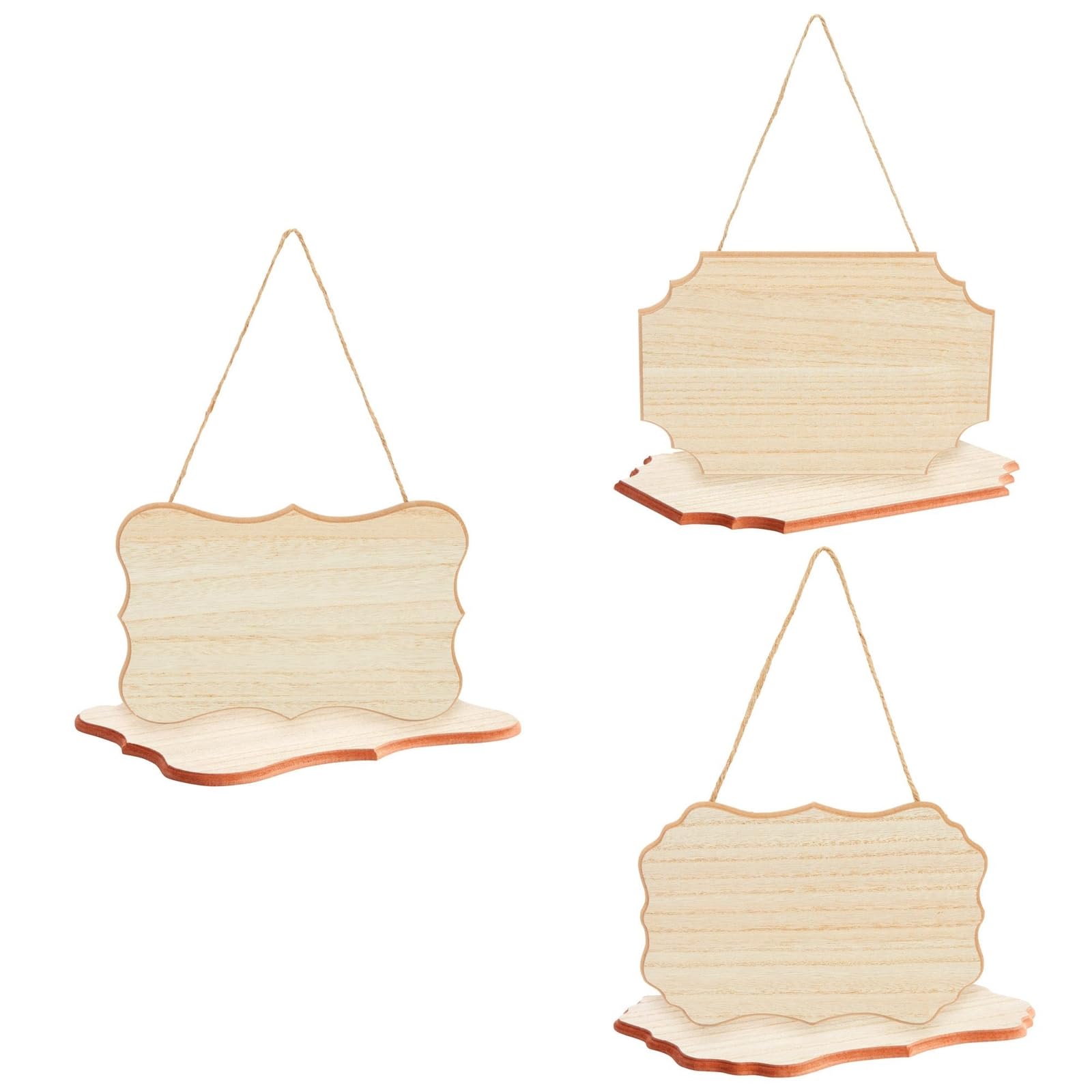 Juvale Wooden Plaques for Crafts - 9x6 Inch Unfinished MDF Blanks with Jute Rope, 1/4 Inch Thick, 6 Pack - Blank Wood Hanging Plaques for DIY Painting & Home Decor - Wooden Craft Hanging Sign