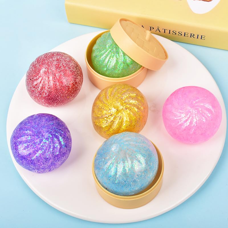 ORCHID M® Glitter Dumpling Squishy Mystery Box 2 Pack,Cute Simulation Baozi Squeeze Toy SoftNon-Sticky Decompression Fun Plaything ForTeens (2pcs)