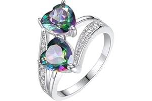 Fujiuia 925 Sterling Silver Heart Ring for Women, Heart Band Dainty Engagement Ring Promise Wedding Rings Jewelry