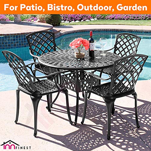 42″ Patio Bistro Dining Table Cast Aluminum Umbrella Hole Table