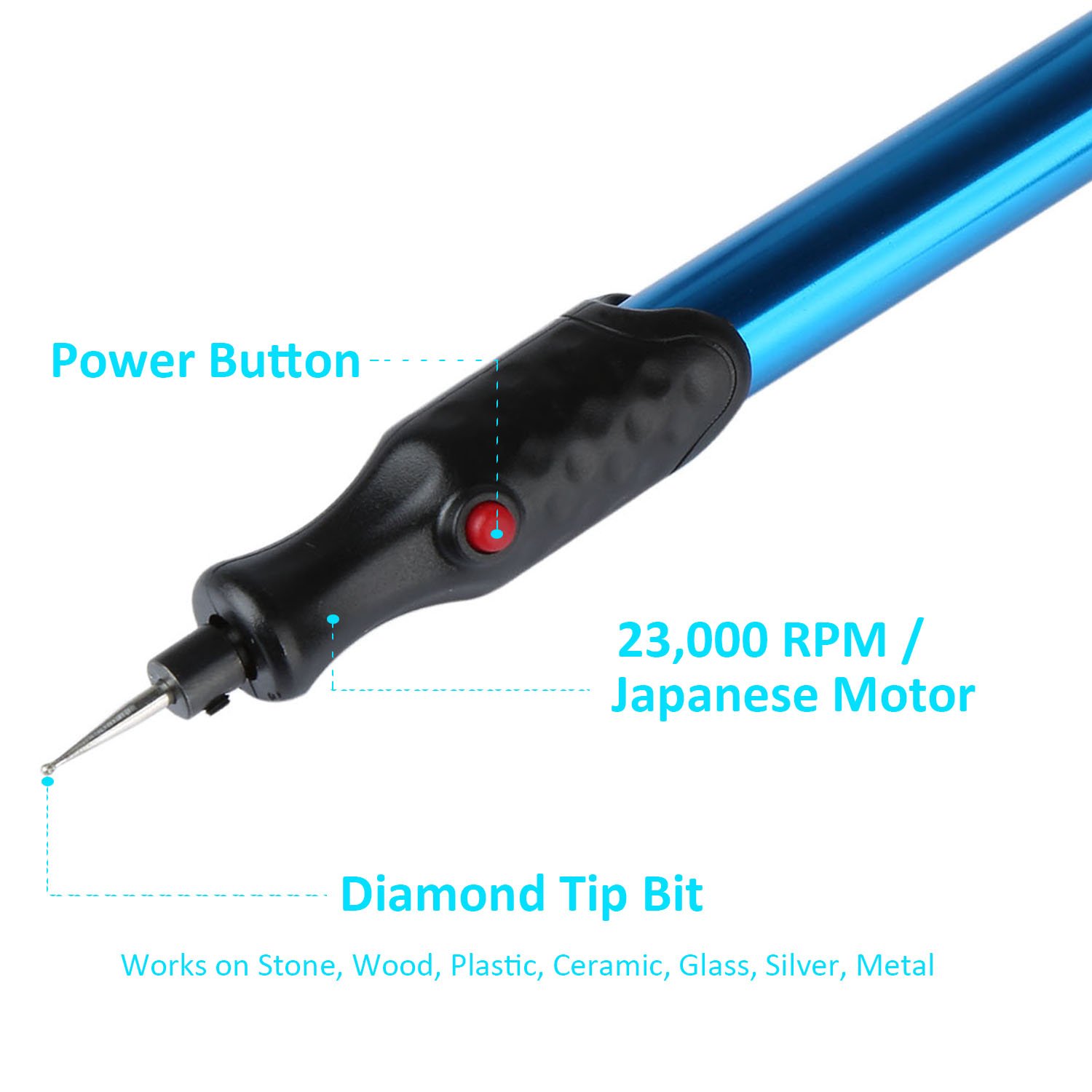 Electric Engraver Pen 3 Diamond Tip Bit Etching Carve Tool Metal