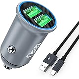 Cluvox Adaptive Fast Charging Car Charger, Dual QC3.0 USB Port [Mini&All Metal] Compatible for Samsung Galaxy S21/S20/Plus/Ul