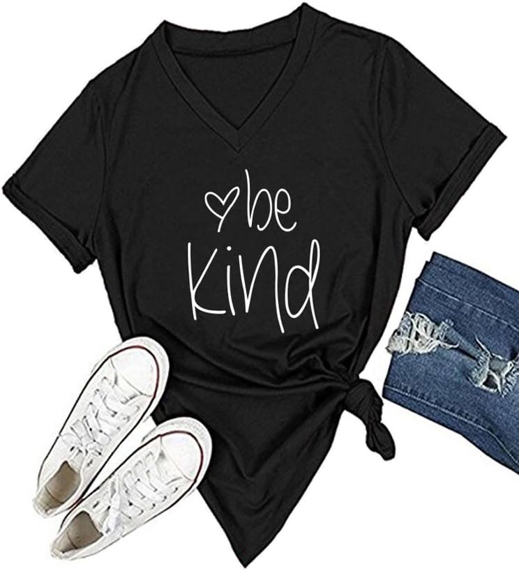 DANVOUY Womens T Shirt Casual Cotton Short Sleeve V-Neck Graphic T-Shirt Tops Tees