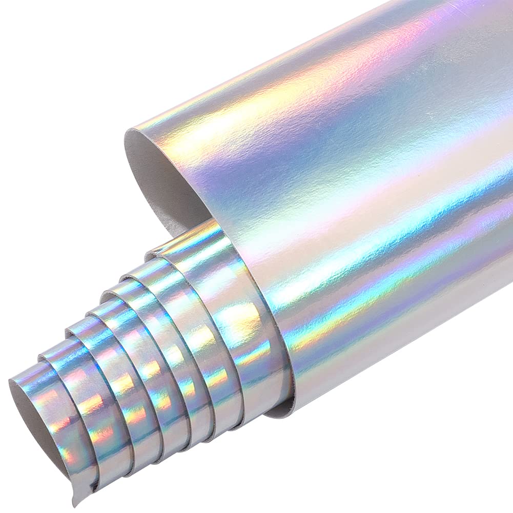 BENECREAT Silver Holographic Faux Leather Fabric Roll, 137x100cm, PU Leather, DIY Crafts, Handicrafts, Earring Making