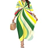 MAKABO Kaftan Dresses for Women Caftans Moo Moos V Neck Beach Swimsuit Cover Up Boho Hawaii Maxi Dress