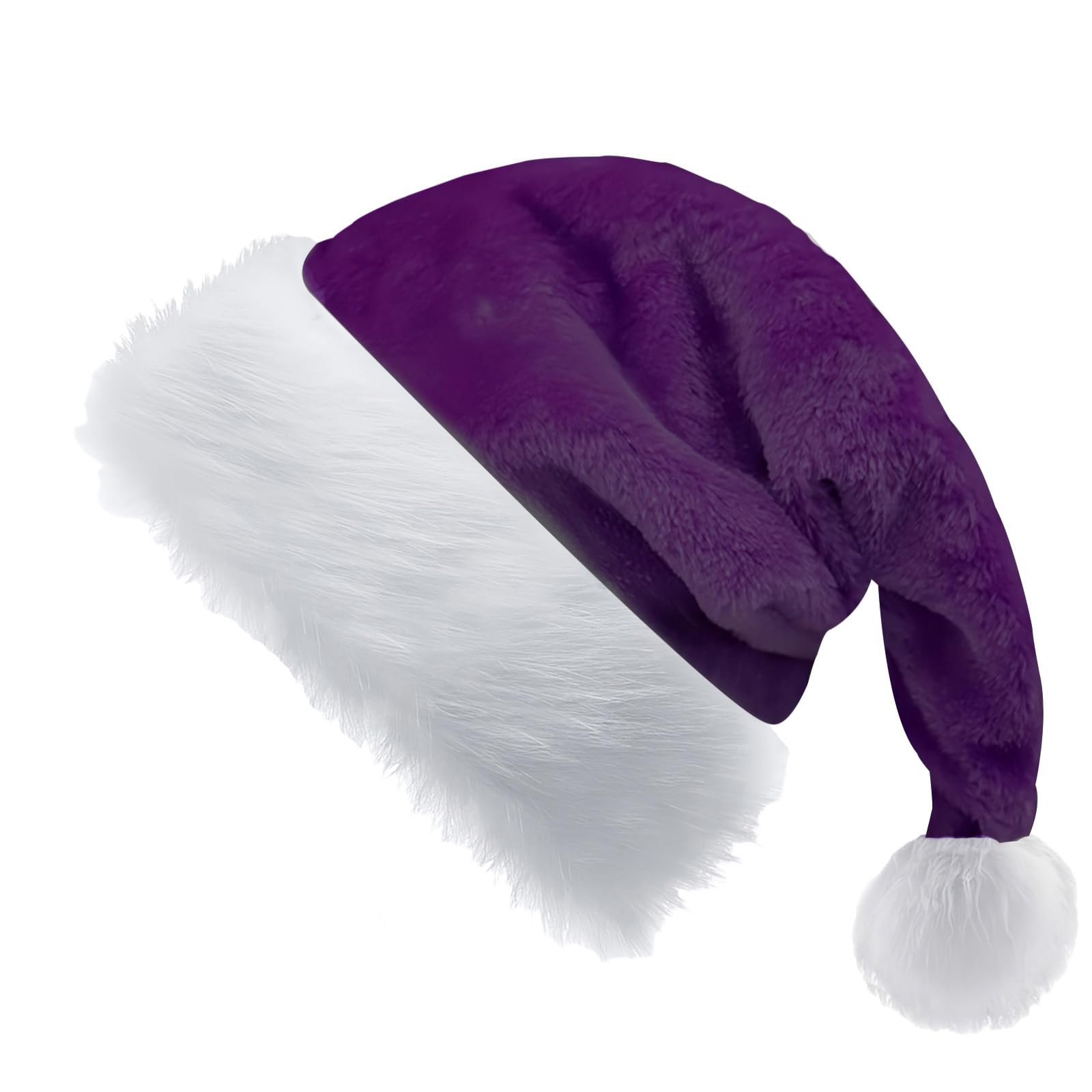 2pcs Purple Santa Hat Sparkly Xmas Hats for Adult,Thickened Classic Father Xmas Hat Santa Costume,Sequin Xmas Hat Plush Luxury Santa Claus Hat,Xmas Party Hat Cap for Man Women Xmas Holiday New Year