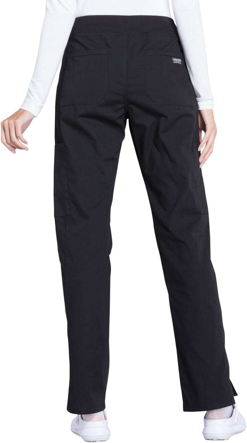 Cherokee Workwear Professionals Mid Rise Straight Leg Pull-on Cargo Scrub Pant: Clothing