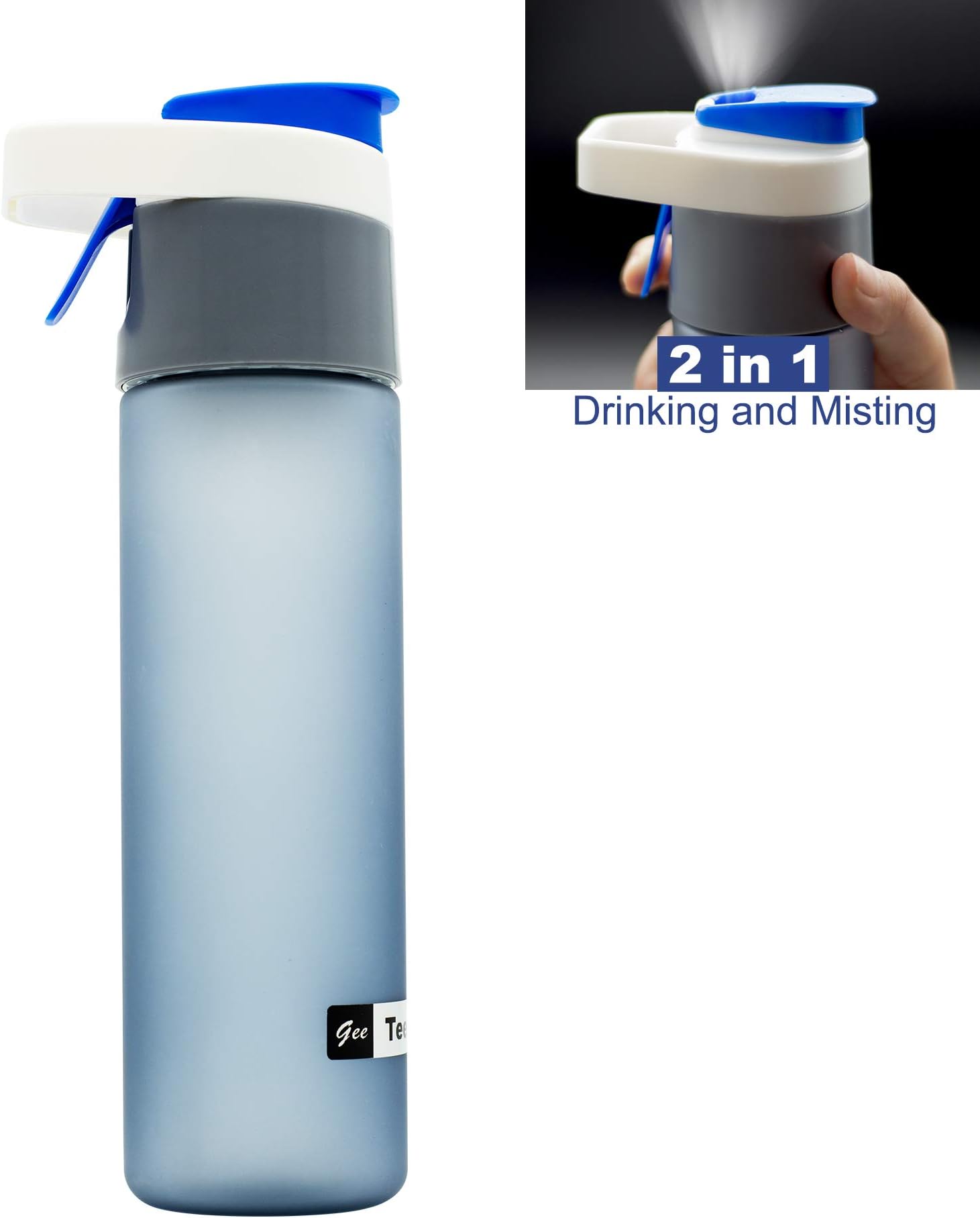 Teentumn Spray Sports Water Bottle, Drinking and Spraying Misting Bottle for Humidification and Cooling, 20oz