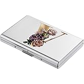 BONSYL Credit Card Holder, Slim RFID Blocking Card Holder Wallet, Fashionable Design and Artistic Patterns Metal Credit Card Holder Wallet, for Men Women.(6 Slots/Silver/V)