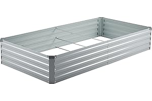 zizin Galvanized Raised Garden Beds Metal Elevated Planter Box Steel Large Vegetable Flower Bed Kit (6 ×3 ×1 ft)