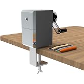 Premium Desktop Manual Pencil Sharpener, Desk Mount Design with Metal Clamp, Alloy Steel Hob，Hand Crank Operation, Silver and Gray