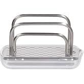 OXO Good Grips Stainless Steel Sponge Holder | Holds Two Sponges or Scrubbers, Open Sides &amp; Holes for Airflow, Rust-Resistant Stainless Steel, Ideal for Kitchen Sink