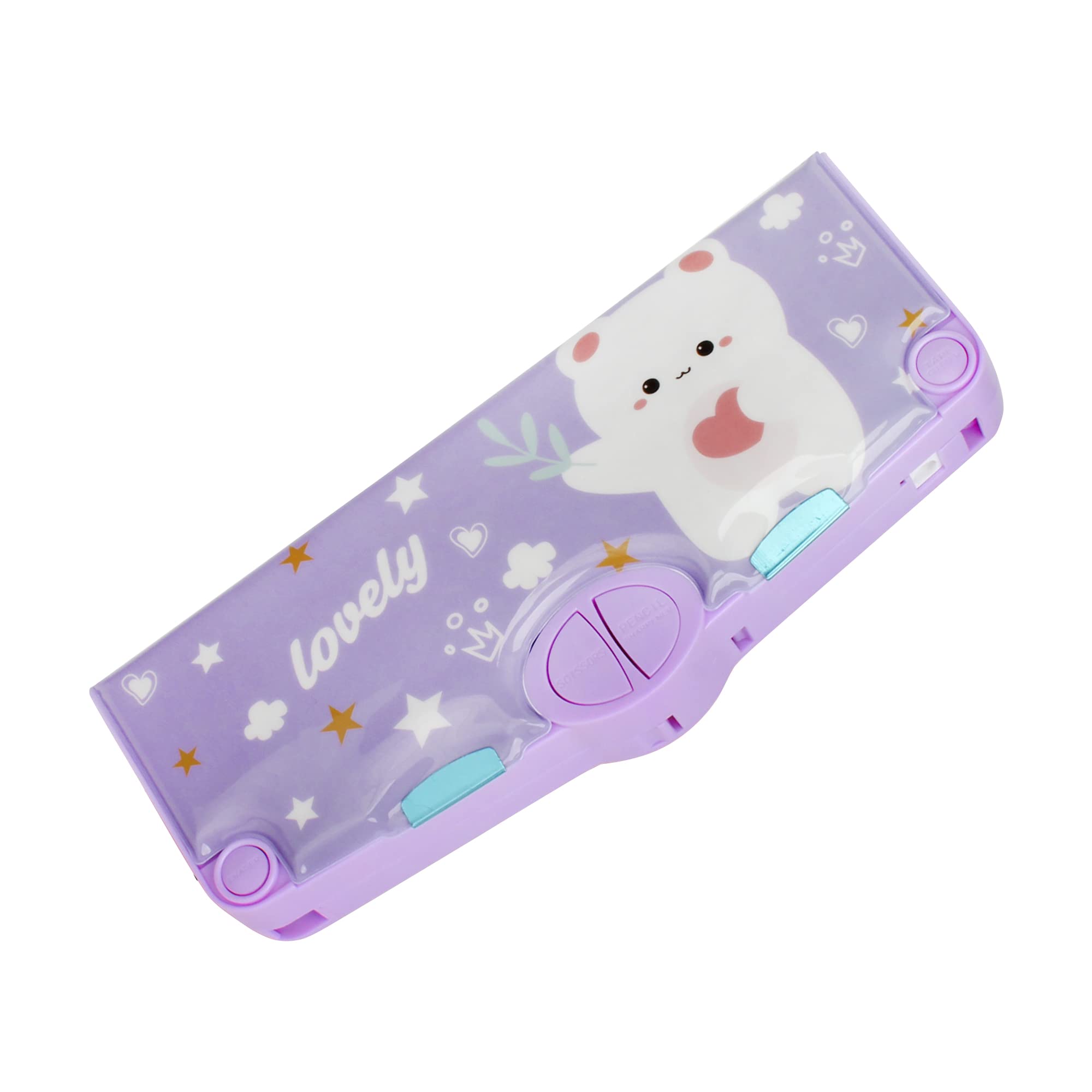 Student Multifunction Pen Pencil Case With 2 Compartments Cute Cartoon Pattern Stationery Set (7483+Style 3)