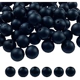 Silicone Beads, 120pcs 6mm Silicone Round Beads for Keychain Making Bracelet Necklace Earring Jewelry DIY Crafts Making(Black)
