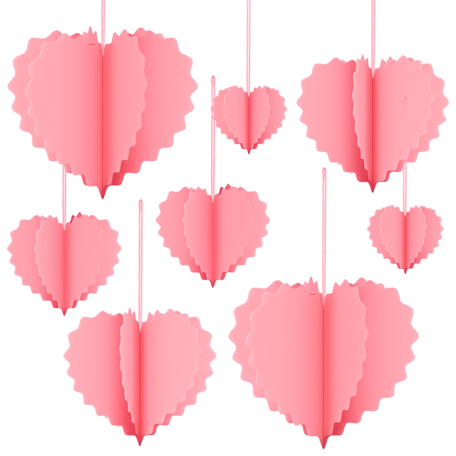 Photo 1 of ***POSSIBLE MISSING PARTS***Valentines Day Decorations - 8 Pcs Pink 3D Valentines Hanging Hearts Ornaments Paper Valentines Tree Decorations for Valentines, Wedding, Engagement, Anniversary, Galentines Party Décor***POSSIBLE MISSING PARTS***