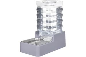 Sfozstra Automatic Dog and Cat Water Dispenser with Stainless Steel Bowl Gravity Waterer,Large Capacity and Drinking,100% BPA-Free,Suitable for Medium and Large-Sized Cats and Dogs (Light Gray, 8L)