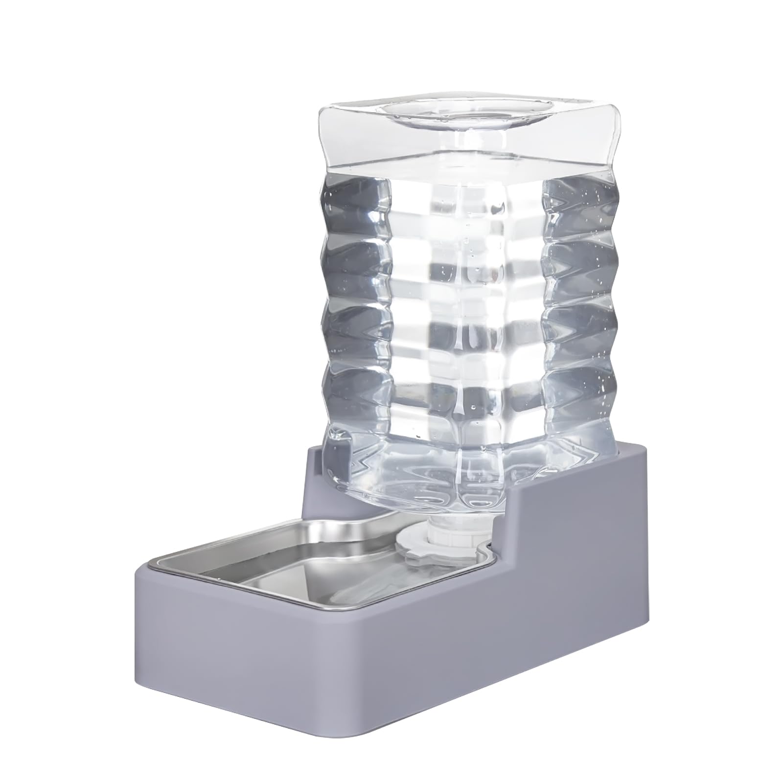 Photo 1 of ** MISSING CAP** Sfozstra Automatic Dog Water Dispenser: 8L Large Gravity Light Gray Waterer with Stainless Steel Bowl - 100% BPA-Free - Suitable for Pet Owners Garden/Apartment