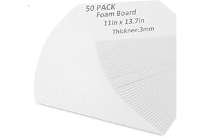 AYAYGD 50 Pack White Foam Board for Projects, 11 x 13.7Inch Foam Core Baking Board Mat Board Center, 1/8Inch Thick Polystyrene Foam Sheet for School, Presentation, Signage & Art Crafting