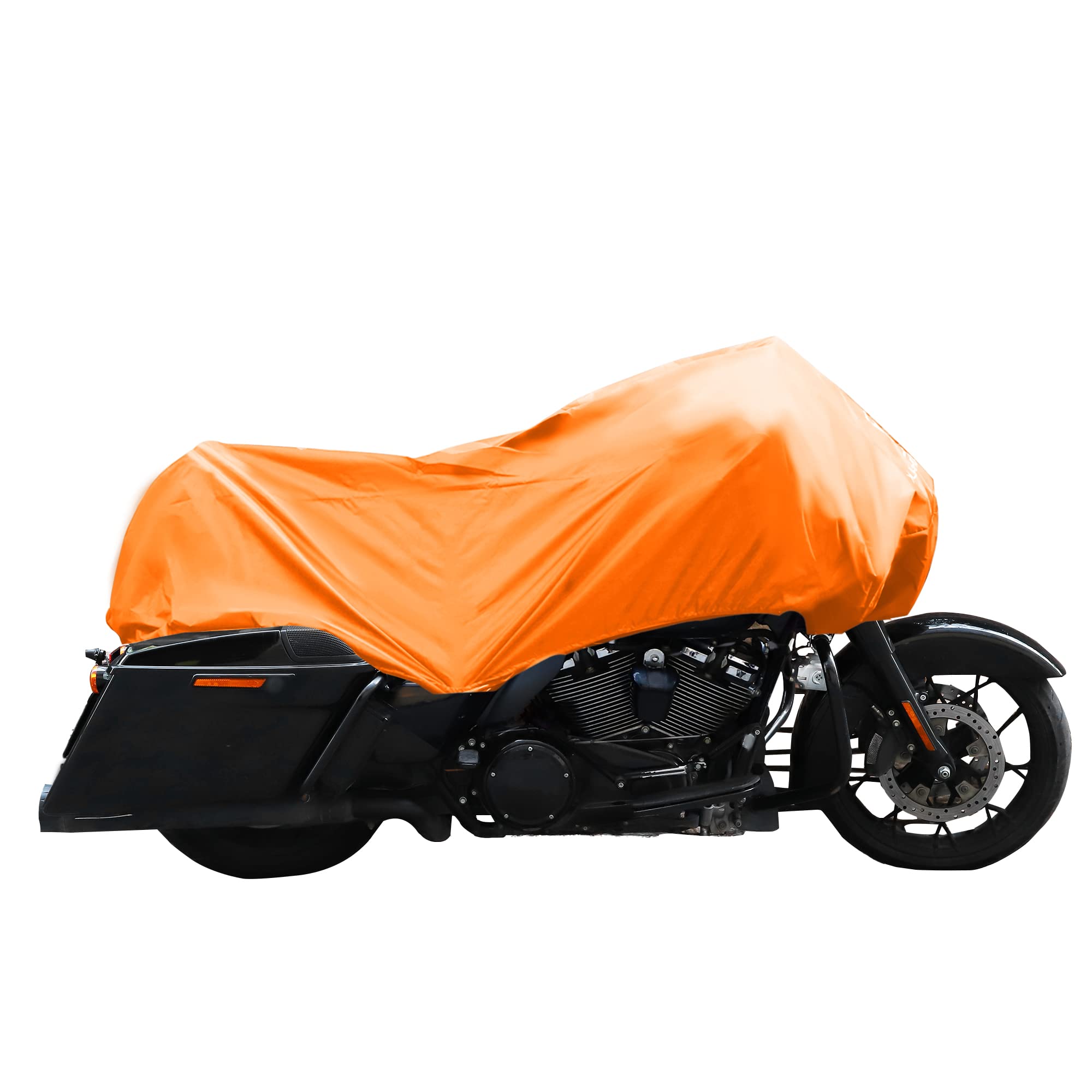 Photo 1 of X AUTOHAUX Motorcycle Cover Lightweight Half Cover Outdoor Waterproof Rain Dust Protector Orange L Size for Most Full Dress Touring Cruiser