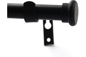 Furnishland Black Window Curtain Rod Set with Round Finial, 3/4-inch Diameter Adjustable 48-inch to 84-inch Metal Rod