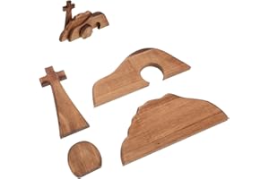 Milisten Wooden Easter Cross and Empty Tomb Scene Ornament, Religious Tabletop Decoration for Home Spring