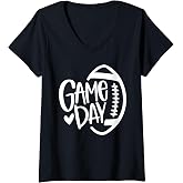Womens Game Day Football Season Funny Men Women Team Sports Vintage V-Neck T-Shirt