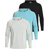 Real Essentials 3 Pack: Men's Long Sleeve Rash Guard Hoodie - SPF UV Sun Protection Workout Fishing Swim Shirts (Big & Tall)