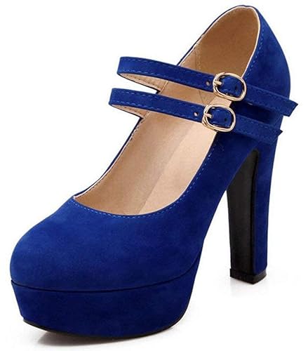 Damen knöchelriemen Abendschuhe Geschlossen Stilettos Schuhe Plateau Blockabsatz Pumps Klassische Elegant High Heels (EU34-45