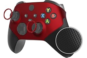 eXtremeRate ASR Version Performance Rubberized Side Rails Grips Shell for Xbox Series X & S, Scarlet Red & Black Redesigned Grip Handles Faceplate for Xbox Core Controller [Controller Excluded]