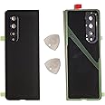 MD0410 Replacement Compatible with Samsung Galaxy Z Fold 3 F926 Back Glass Battery Housing Camera Lens Frame Cover with Tools (Phantom Black)