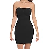 AliyaFeng Strapless Shapewear Full Slip for Womem Under Dress Tummy Control Body Shaper Slip Dress with Removable Straps