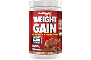 Naturade - All Natural Weight Gain Drink Mix - Gluten Free, Delicious Taste, 1600 Calories per Servings - Mass Gainer w/Carbohydrates & Protein - Chocolate, 20.3 Ounce (12 Servings).