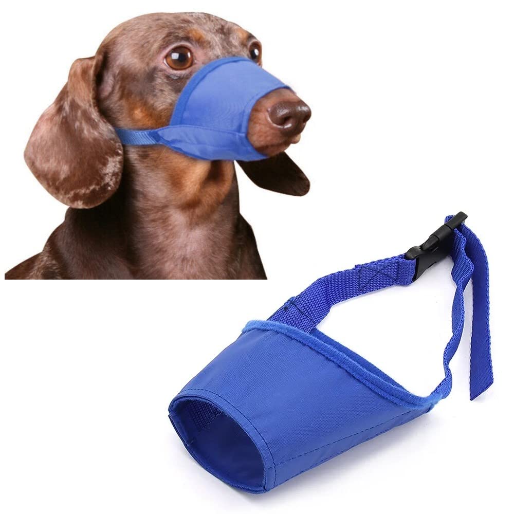 Blue Soft Nylon Dog Pet Puppy Muzzle 7 Sizes Adjustable Head Strap Prevent Chewing Biting Stop Barking Mask Mouth Cover Size 3
