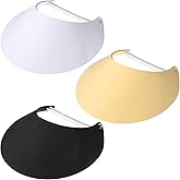 Vabean 3 Pcs Sun Visors for Women Solid String Sun Hat Fabric Foam Adjustable Soft Womens Golf Tennis Visor