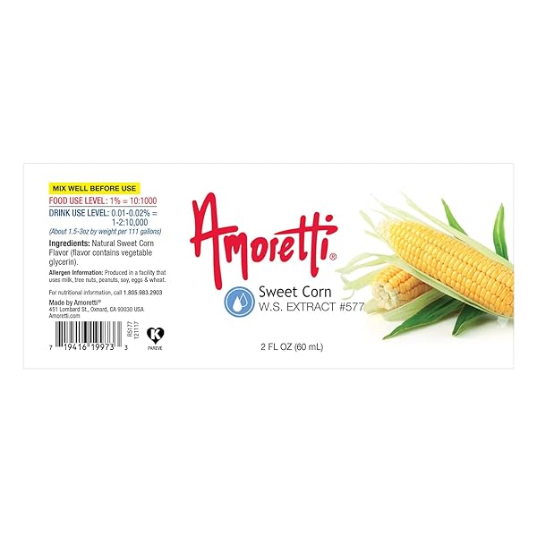AMORETTI – SWEET CORN EXTRACT WATER SOLUBLE 2 OZ – HIGHLY CONCENTRATED & PERFECT FOR PASTRY, SAVORY, BREWING, AND MORE, PRESERVATIVE FREE, VEGAN, KOSHER PAREVE, KETO FRIENDLY
