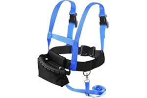 Ski Training Harness with Removable Leash and Storage Bag, Speed Control Teaching Vest for Kids, Blue