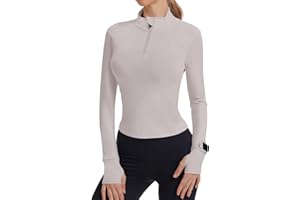 IECCP Workout Tops for Women Long Sleeve Quarter Zip Pullover Quick Dry Golf Shirt Athletic Slim Fit Crop Yoga Gym Tops