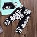HAPPYMA Infant Toddler Baby Girl Sweatshirt Floral Hoodie Outfits Tops +Pants Clothes Set (Green, 18-24 Months)