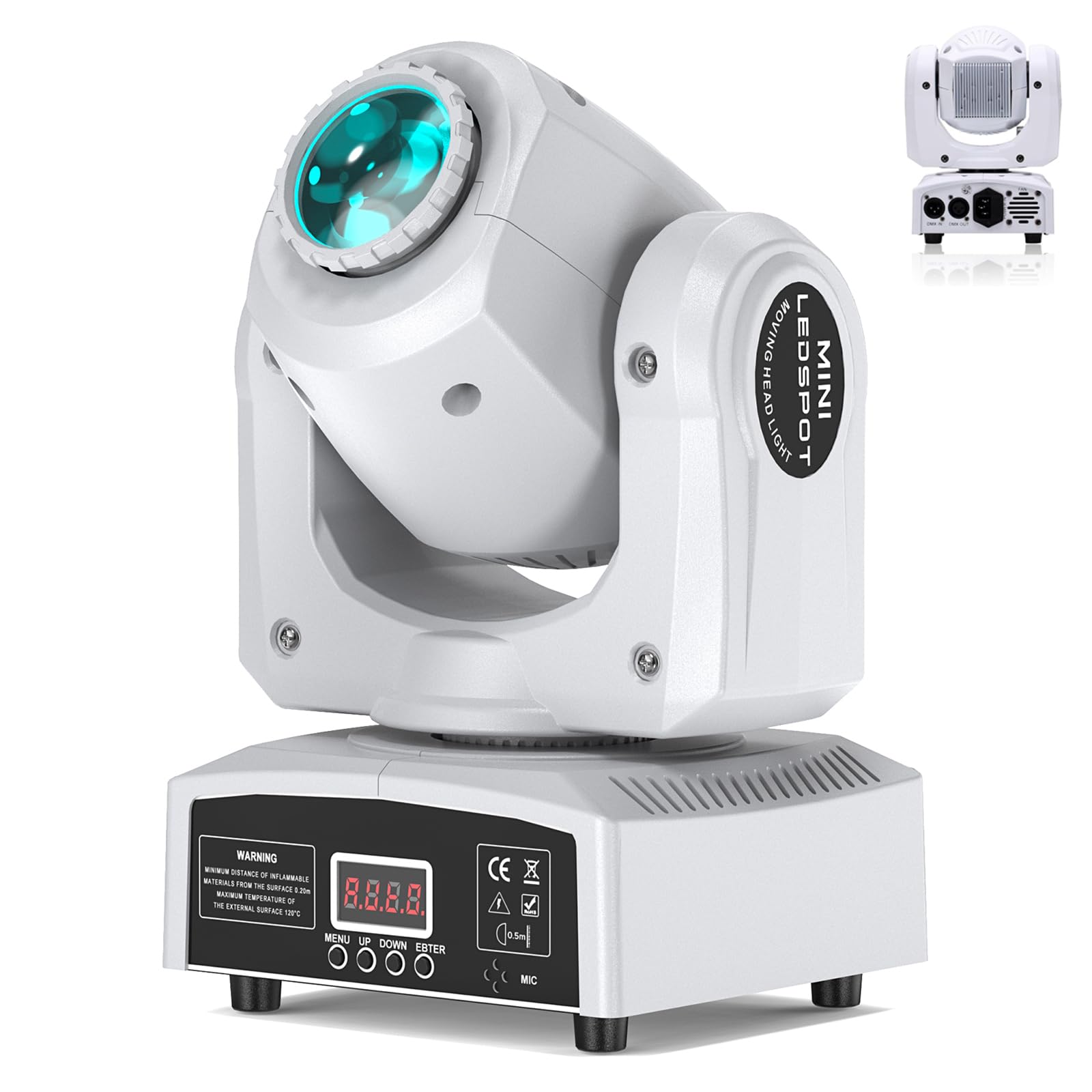 Photo 1 of ***MISSING DMX CABLE **** U`King DJ Lights Moving Head 8 Color 8 GOBO Stage Lighting LED Spotlight by DMX and Sound Activated Control for Wedding DJ Disco Parties Church Live Show Bar (White-1 Piece)