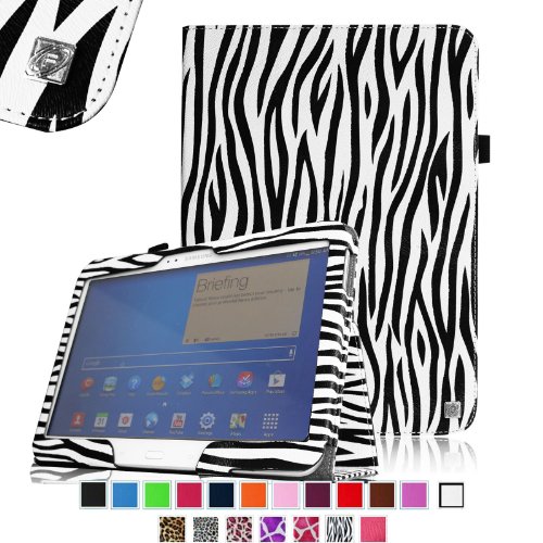 Fintie Folio Slim Leather Case for Samsung Galaxy Tab 3 10.1 inch Tablet Auto Sleep/Wake Book Style Stand Cover with Stylus Loop - Zebra Black