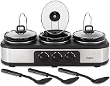 Tower T16015 Three Pot Slow Cooker with Independent Controls 4.5L Stainless